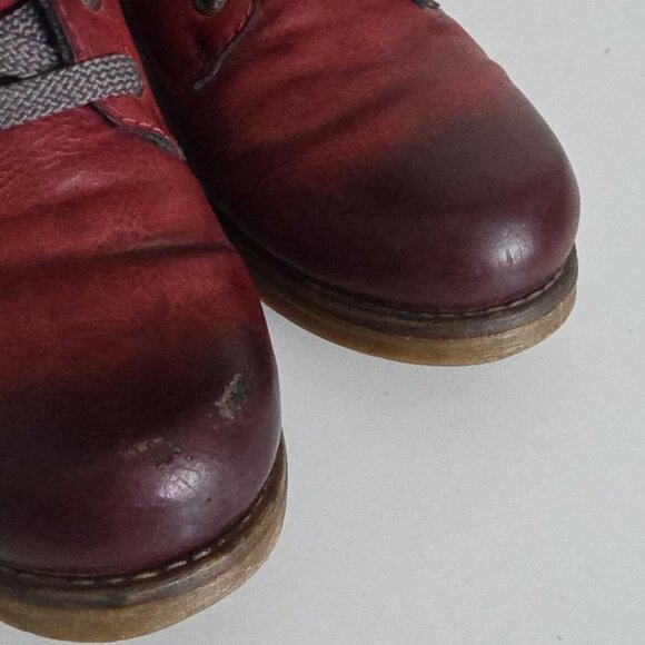 RIEKER | Remonte Ankle red Leather Boots Sz 39 - Picture 4 of 8